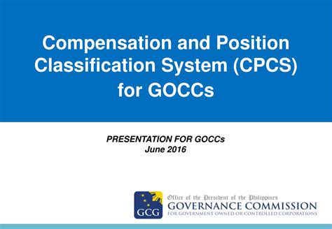 COMPENSATION AND POSITION CLASSIFICATION SYSTEM (CPCS) FOR GOCCS .